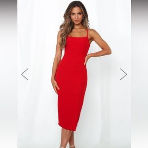 Hello Molly Red Midi Dress - Brand New
